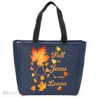 Fall For Jesus He Never Leave Beautiful Fall Leaves Tote Bag thumb 0