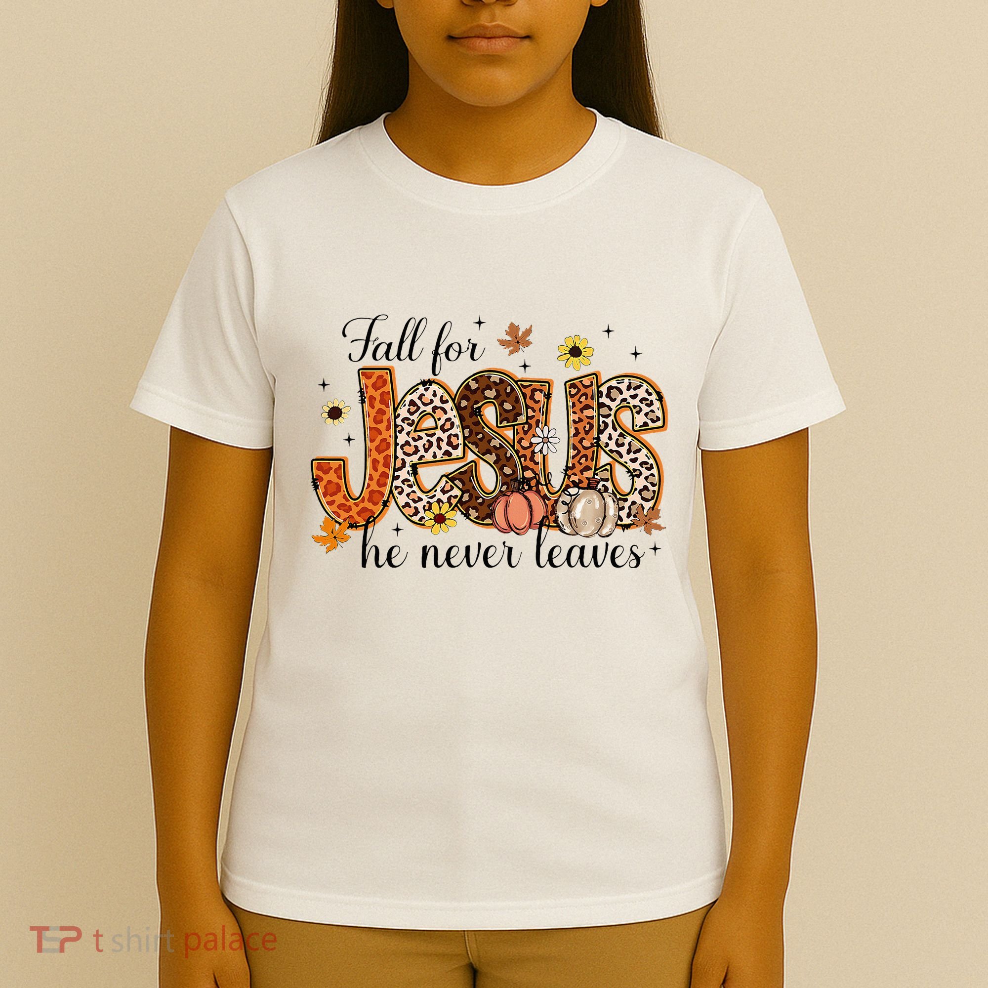 Fall For Jesus He Never Leaves Christian Thanksgiving T-Shirt