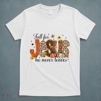 Fall For Jesus He Never Leaves Christian Thanksgiving T-Shirt thumb 5