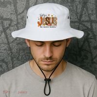 Fall For Jesus He Never Leaves Christian Thanksgiving Bucket Hat thumb 2