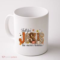 Fall For Jesus He Never Leaves Christian Thanksgiving Coffee Mug thumb 0