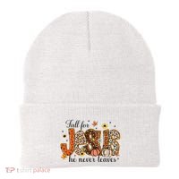 Fall For Jesus He Never Leaves Christian Thanksgiving Beanie thumb 0