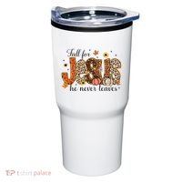 Fall For Jesus He Never Leaves Christian Thanksgiving Tumbler thumb 0