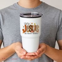Fall For Jesus He Never Leaves Christian Thanksgiving Tumbler thumb 2