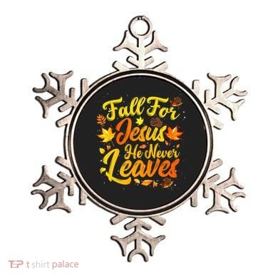 Fall For Jesus He Never Leaves Funny Fall Autumn Christian Ornament