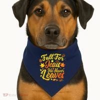 Fall For Jesus He Never Leaves Funny Fall Autumn Christian USA-Made Doggie Bandana thumb 1