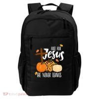 Fall For Jesus He Never Leaves Cross Pumpkin Backpack thumb 0