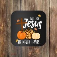 Fall For Jesus He Never Leaves Cross Pumpkin Coaster thumb 0