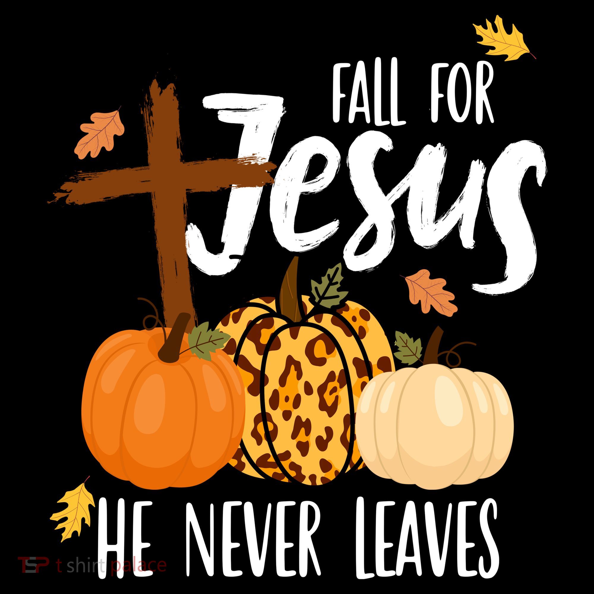 Fall For Jesus He Never Leaves Cross Pumpkin Coaster