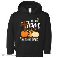 Fall For Jesus He Never Leaves Cross Pumpkin Toddler Hoodie thumb 0