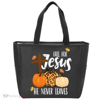 Fall For Jesus He Never Leaves Cross Pumpkin Tote Bag