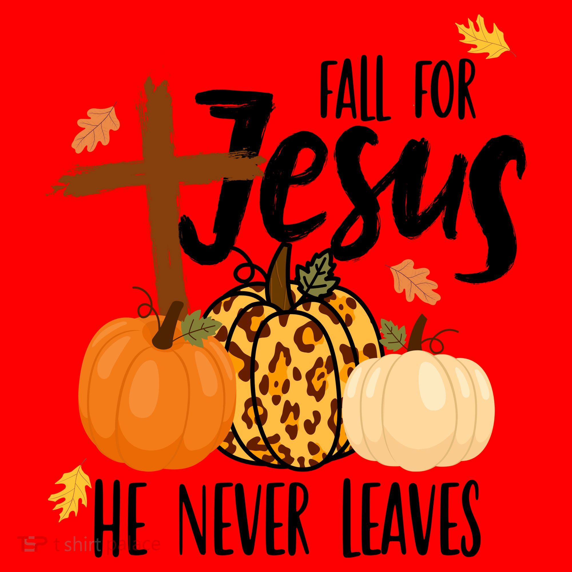 Fall For Jesus He Never Leaves Cross Pumpkin Santa Hat