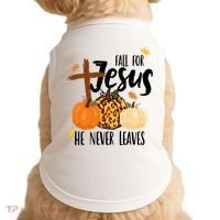 Fall For Jesus He Never Leaves Cross Pumpkin Doggie Tank thumb 0
