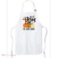 Fall For Jesus He Never Leaves Cross Pumpkin Apron thumb 0