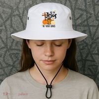 Fall For Jesus He Never Leaves Cross Pumpkin Bucket Hat thumb 3