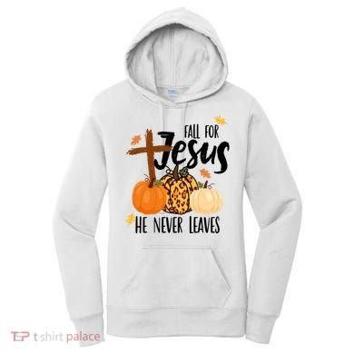 Fall For Jesus He Never Leaves Cross Pumpkin Women's Hoodie