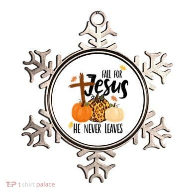 Fall For Jesus He Never Leaves Cross Pumpkin Ornament