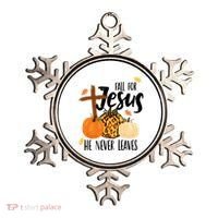 Fall For Jesus He Never Leaves Cross Pumpkin Ornament thumb 0
