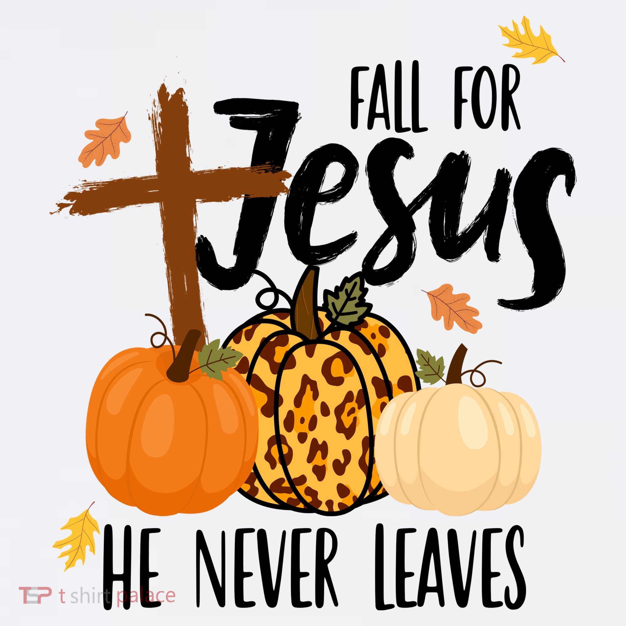 Fall For Jesus He Never Leaves Cross Pumpkin Ornament