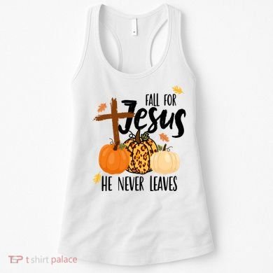 Fall For Jesus He Never Leaves Cross Pumpkin Women's Tank Top