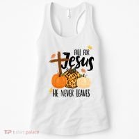 Fall For Jesus He Never Leaves Cross Pumpkin Women's Tank Top thumb 0