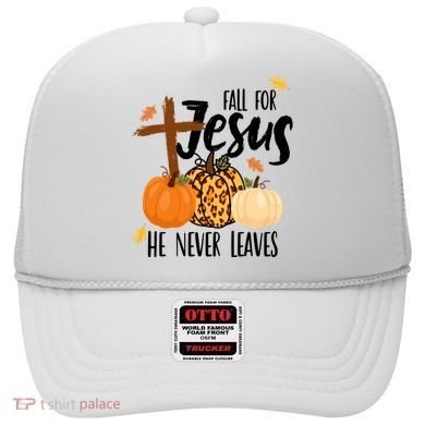 Fall For Jesus He Never Leaves Cross Pumpkin Hat