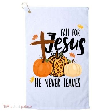 Fall For Jesus He Never Leaves Cross Pumpkin Golf Towel