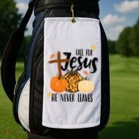 Fall For Jesus He Never Leaves Cross Pumpkin Golf Towel thumb 2