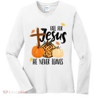 Fall For Jesus He Never Leaves Cross Pumpkin Women's Long Sleeve Shirt thumb 0