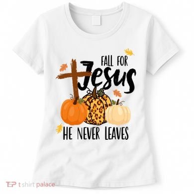 Fall For Jesus He Never Leaves Cross Pumpkin Women's T-Shirt