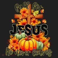 Fall For Jesus He Never Leaves Halloween Autumn Thanksgiving Women's Sweatshirt thumb 2