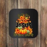 Fall For Jesus He Never Leaves Halloween Autumn Thanksgiving Coaster thumb 0