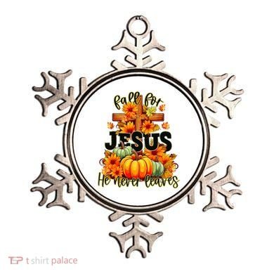 Fall For Jesus He Never Leaves Halloween Autumn Thanksgiving Ornament