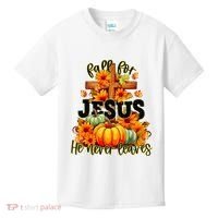 Fall For Jesus He Never Leaves Halloween Autumn Thanksgiving Kids T-Shirt thumb 0