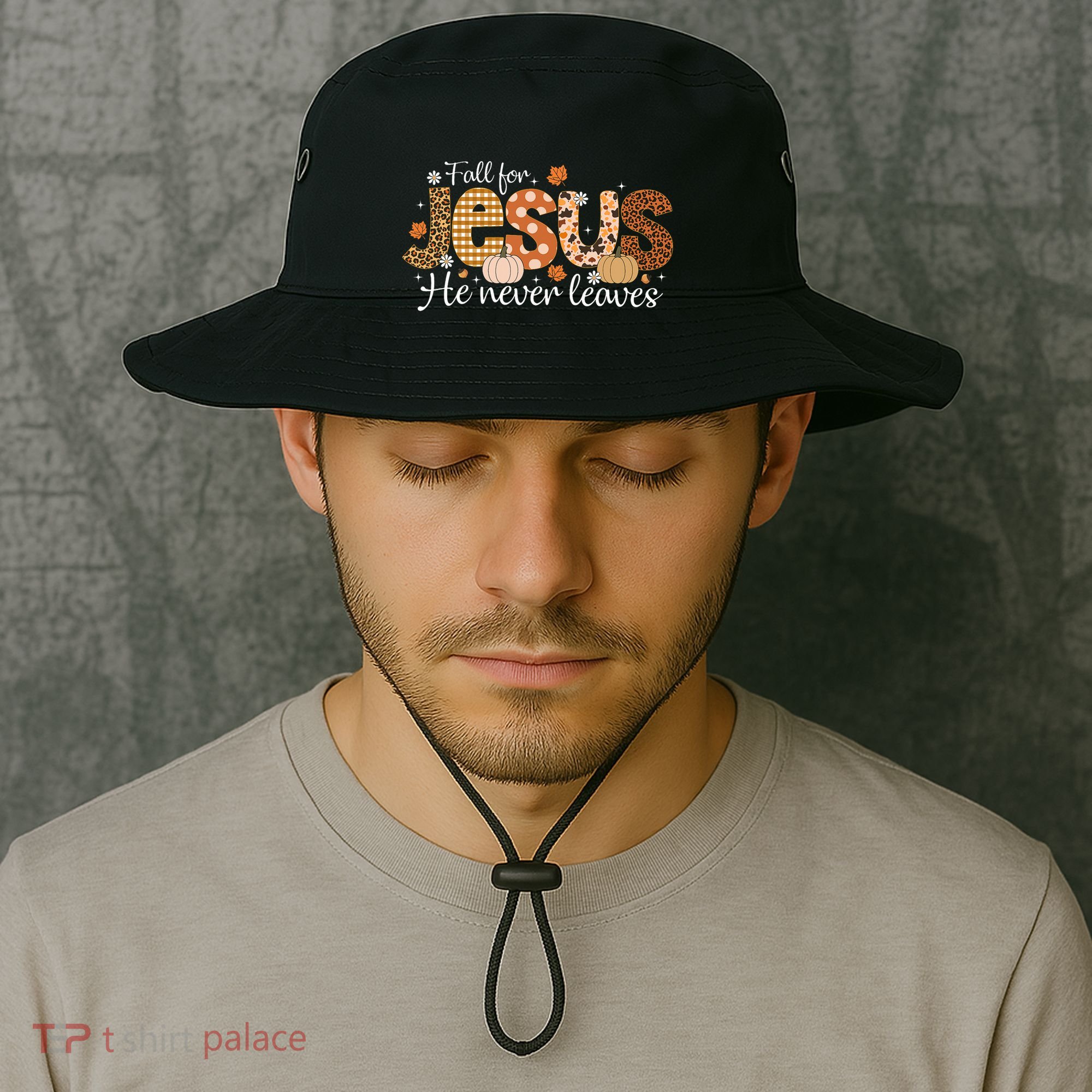 Fall For Jesus He Never Leaves Christian Thanksgiving Bucket Hat