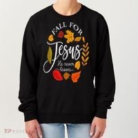 Fall For Jesus He Never Leaves Pumpkin Thanksgiving Women's Sweatshirt thumb 0