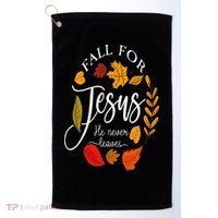 Fall For Jesus He Never Leaves Pumpkin Thanksgiving Golf Towel thumb 0