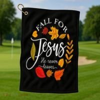 Fall For Jesus He Never Leaves Pumpkin Thanksgiving Golf Towel thumb 1