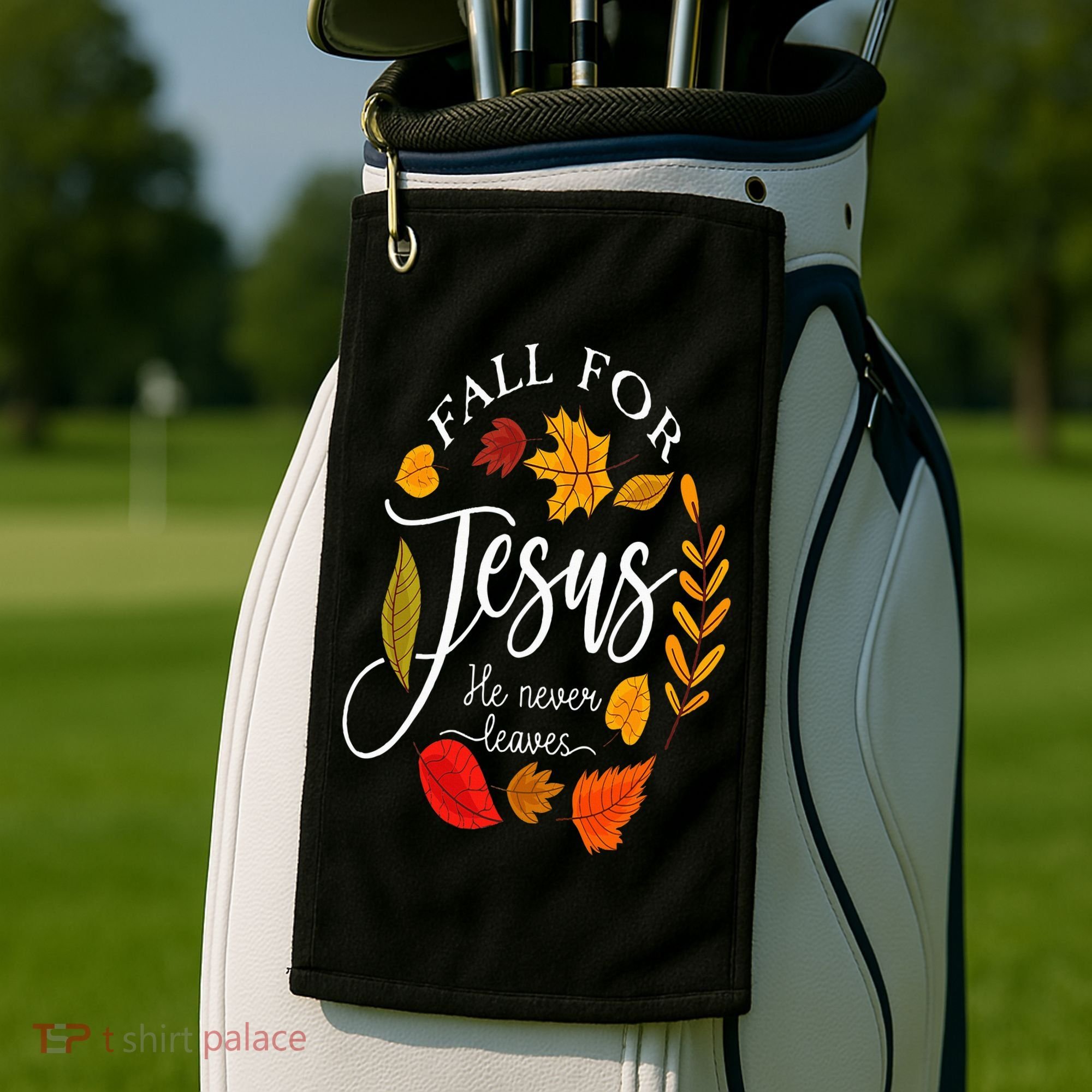 Fall For Jesus He Never Leaves Pumpkin Thanksgiving Golf Towel