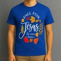Fall For Jesus He Never Leaves Pumpkin Thanksgiving T-Shirt thumb 3
