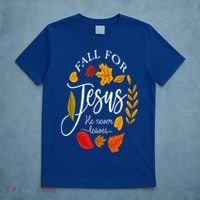 Fall For Jesus He Never Leaves Pumpkin Thanksgiving T-Shirt thumb 5