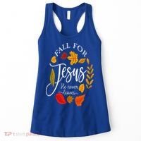 Fall For Jesus He Never Leaves Pumpkin Thanksgiving Women's Tank Top thumb 0