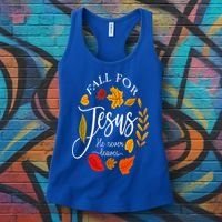 Fall For Jesus He Never Leaves Pumpkin Thanksgiving Women's Tank Top thumb 3