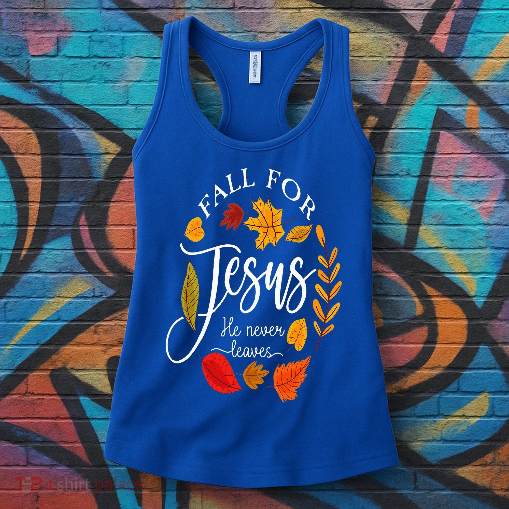 Fall For Jesus He Never Leaves Pumpkin Thanksgiving Women's Tank Top