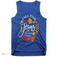 Fall For Jesus He Never Leaves Pumpkin Thanksgiving Tank Top thumb 0