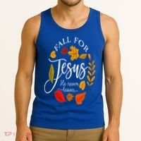 Fall For Jesus He Never Leaves Pumpkin Thanksgiving Tank Top thumb 3