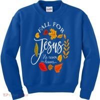 Fall For Jesus He Never Leaves Pumpkin Thanksgiving Kids Sweatshirt thumb 0