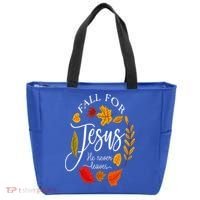 Fall For Jesus He Never Leaves Pumpkin Thanksgiving Tote Bag thumb 0
