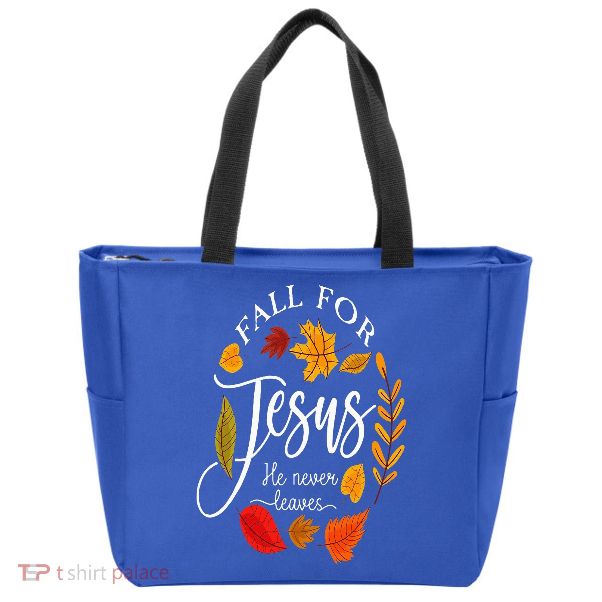 Fall For Jesus He Never Leaves Pumpkin Thanksgiving Tote Bag