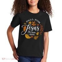 Fall For Jesus He Never Leaves Kids T-Shirt thumb 2